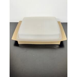 Vintage Tupperware 4 Piece Deviled Egg Carrier Keeper Tray Almond Color 723-3